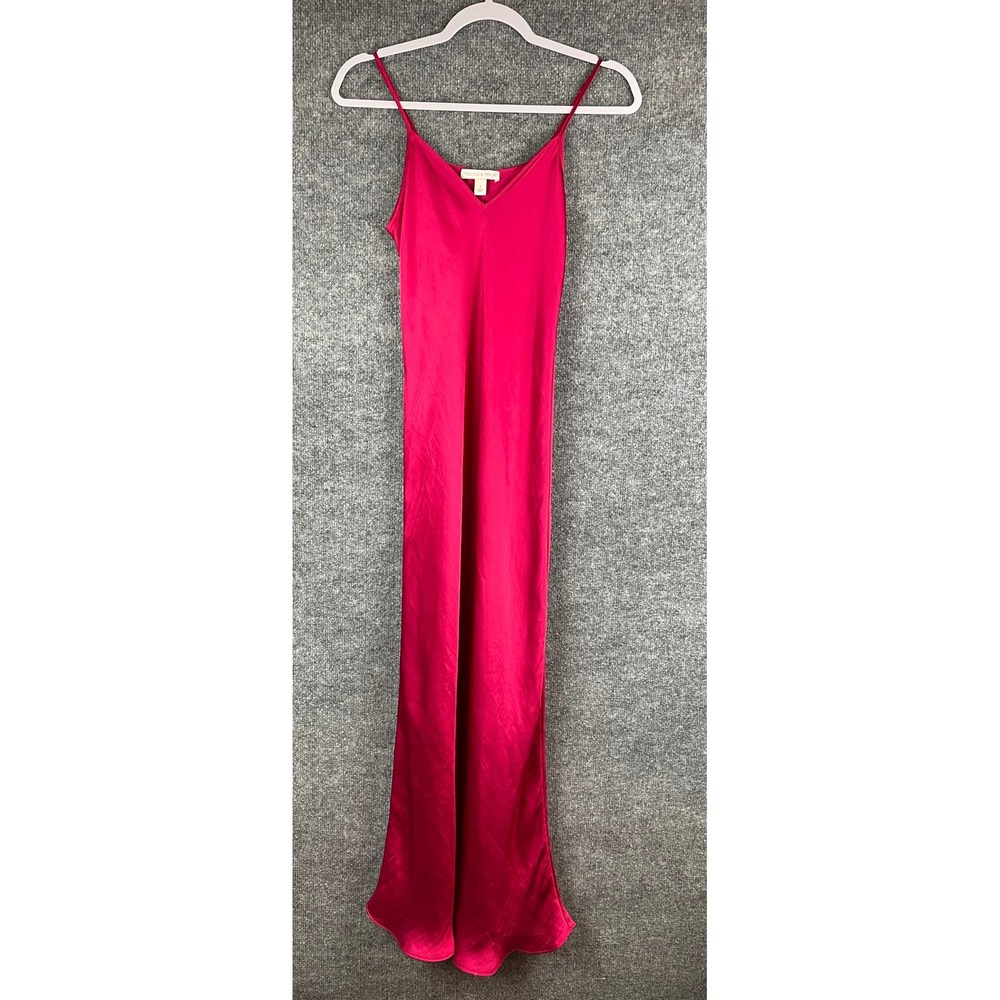 Chelsea & Violet Slip Dress Womens Small Pink Excellent Satin V-Neck Maxi